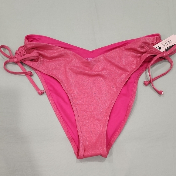 Victoria's Secret Glittery Metallic Pink High-Cut Bikini - Picture 3 of 8